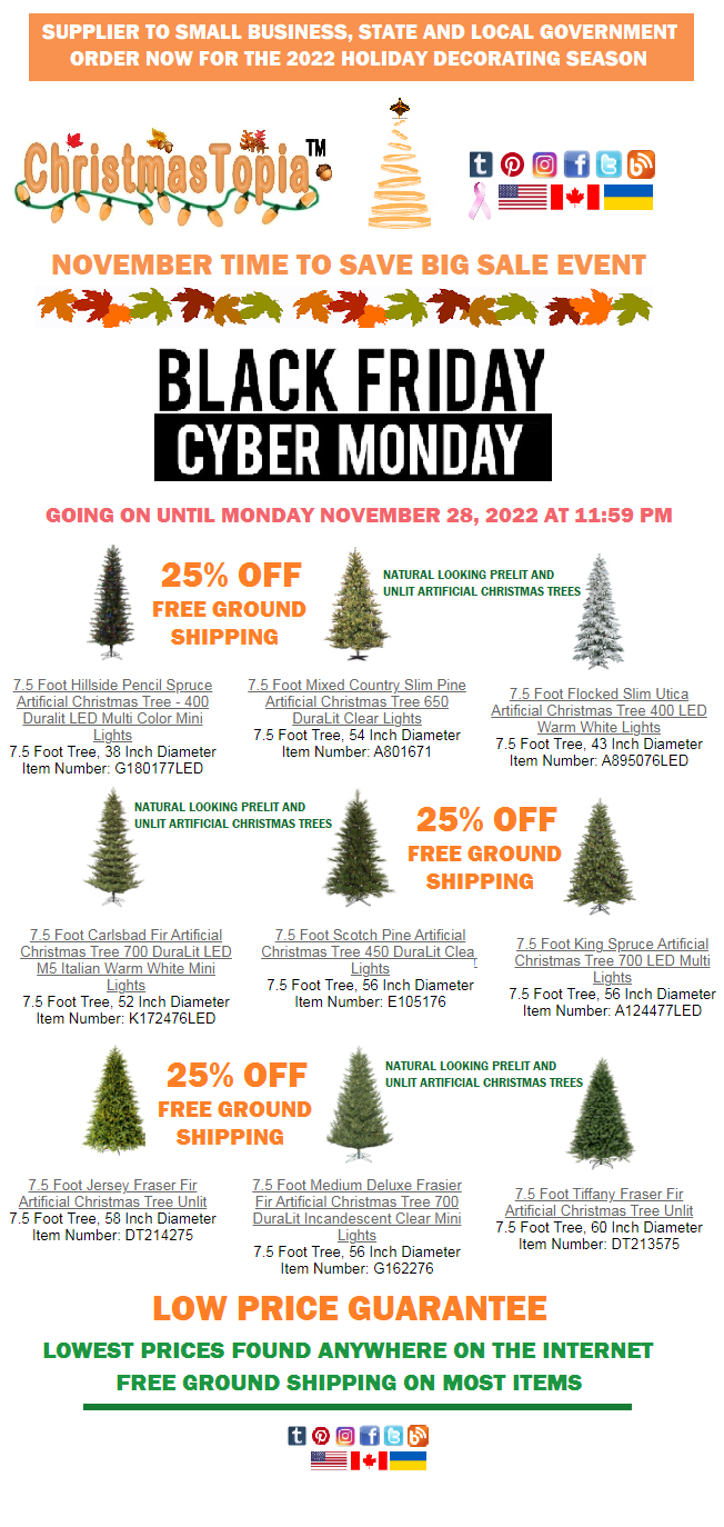 Cyber Monday Artificial Christmas Trees Sale at Christmas Utopia